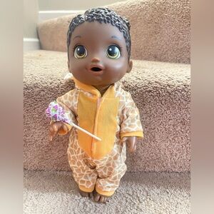 Giraffe Print Baby Doll with Lollipop
